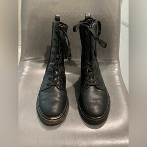 Sam Edelman Black Lace-Up Women's Combat Boots in Lydell